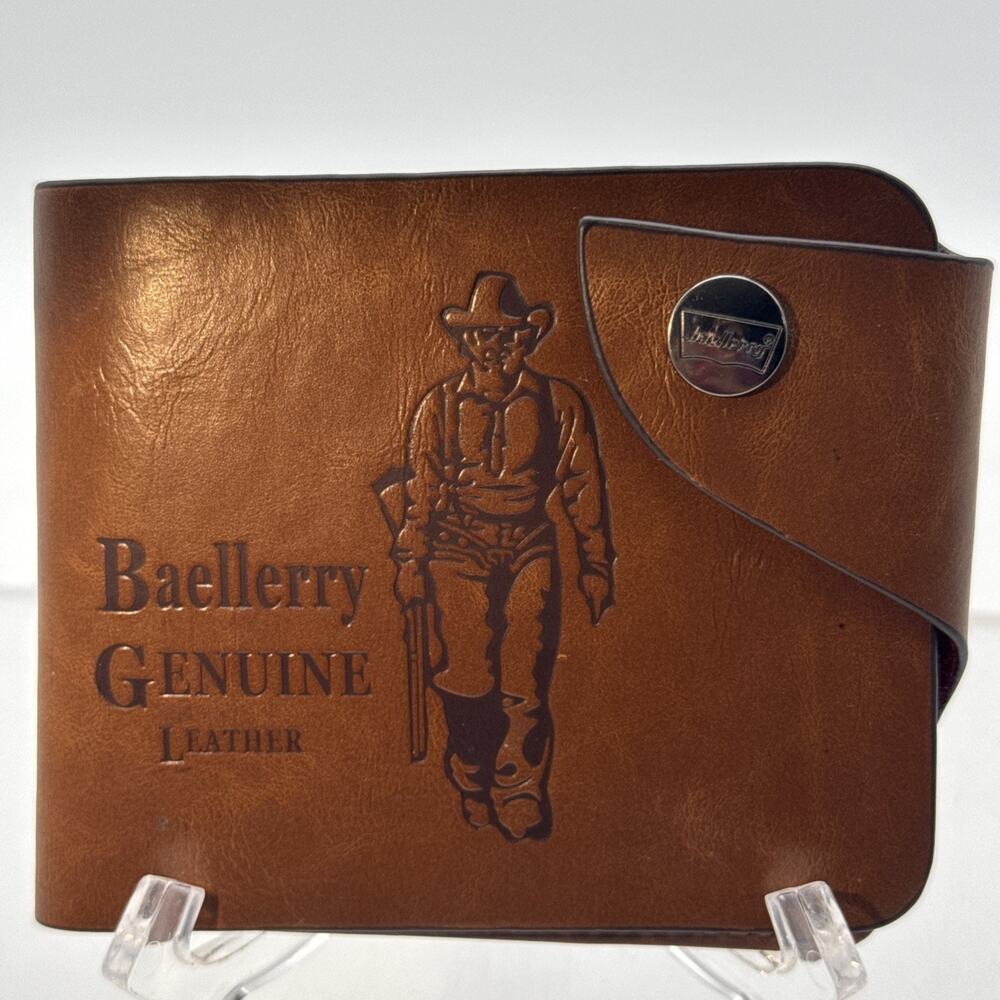 Baellerry Genuine Brown Cowhide Leather Men Bifold Cowboy Wallet